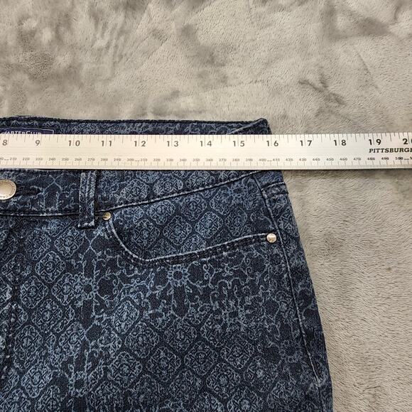 Charter Club Jeans Womens 10 Blue Geometric Lexington Straight Leg Stretch Denim - Picture 10 of 14